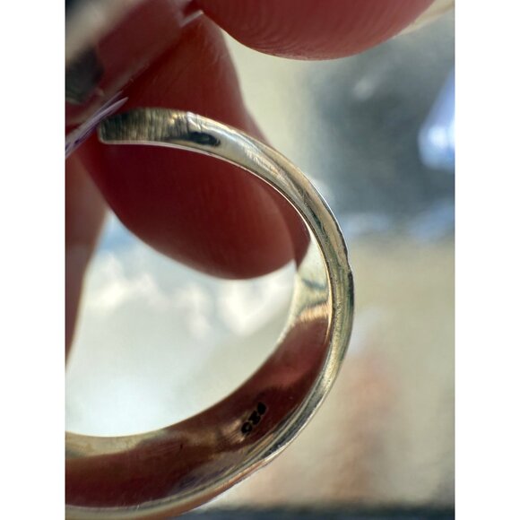 Artisan Sea Sediment Jasper Wild Horse turquoise SS 925 Statement cluster Ring - Picture 10 of 10